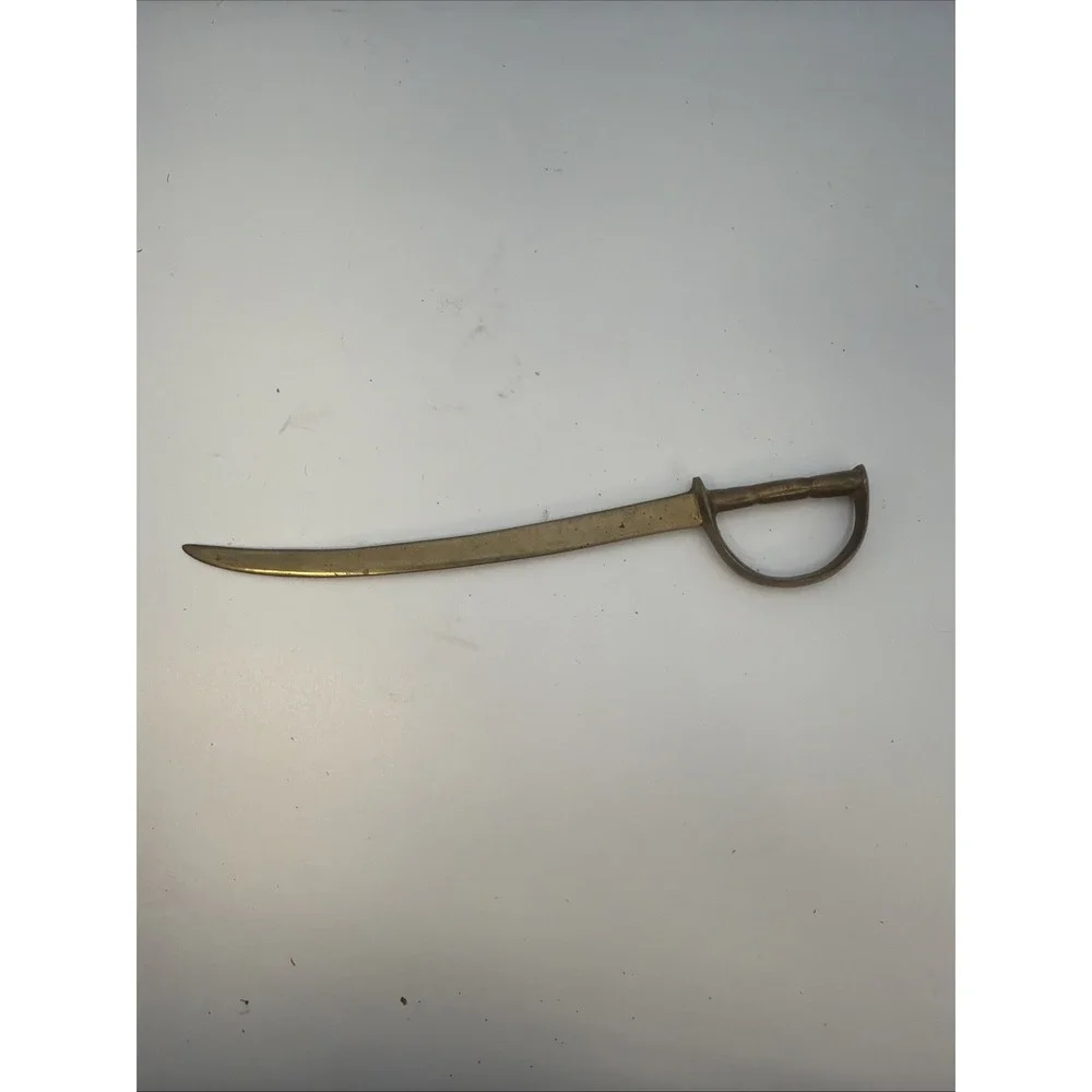 Vintage Solid Brass Etched Sword Letter Opener